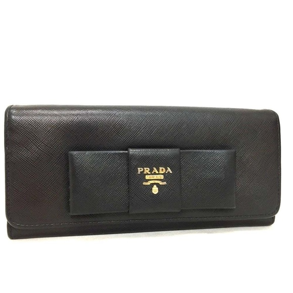 Prada Handbags - 100% Auth Prada Saffiano Ribbon Black Wallet